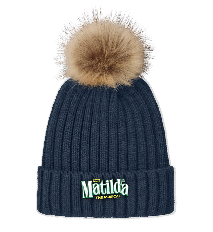 Matilda - Faux Fur Pom Beanie - River Blue Navy - C990