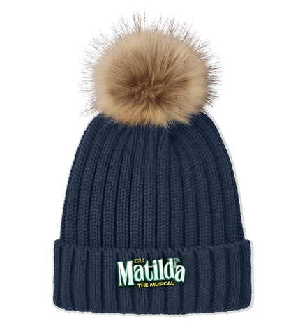 Matilda - Faux Fur Pom Beanie - River Blue Navy - C990