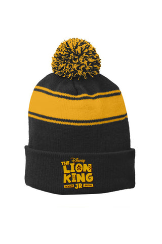 LION KING JR - Stripe Pom Pom Beanie - Black / Gold - STC28