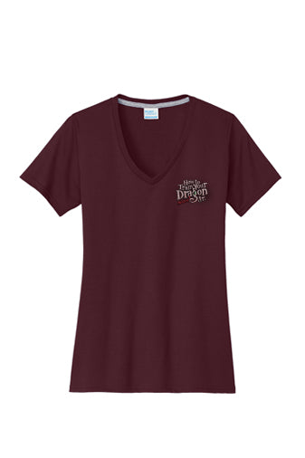 How to Train Your Dragon - Ladies V-Neck Tee - Maroon - LPC381V