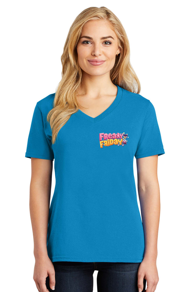 Freaky Friday - Ladies V-Neck Tee - Sapphire - LPC54V