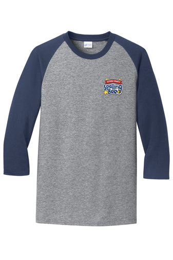 Spelling Bee - 3/4 Sleeve Raglan Tee - Athletic Heather/ Navy - PC55RS