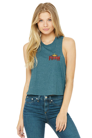 PIPPIN - Racerback Cropped Tank - Heather Deep Teal - Adult Small