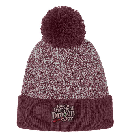 How to Train Your Dragon - Heather Pom Beanie - Maroon / Silver - STC68